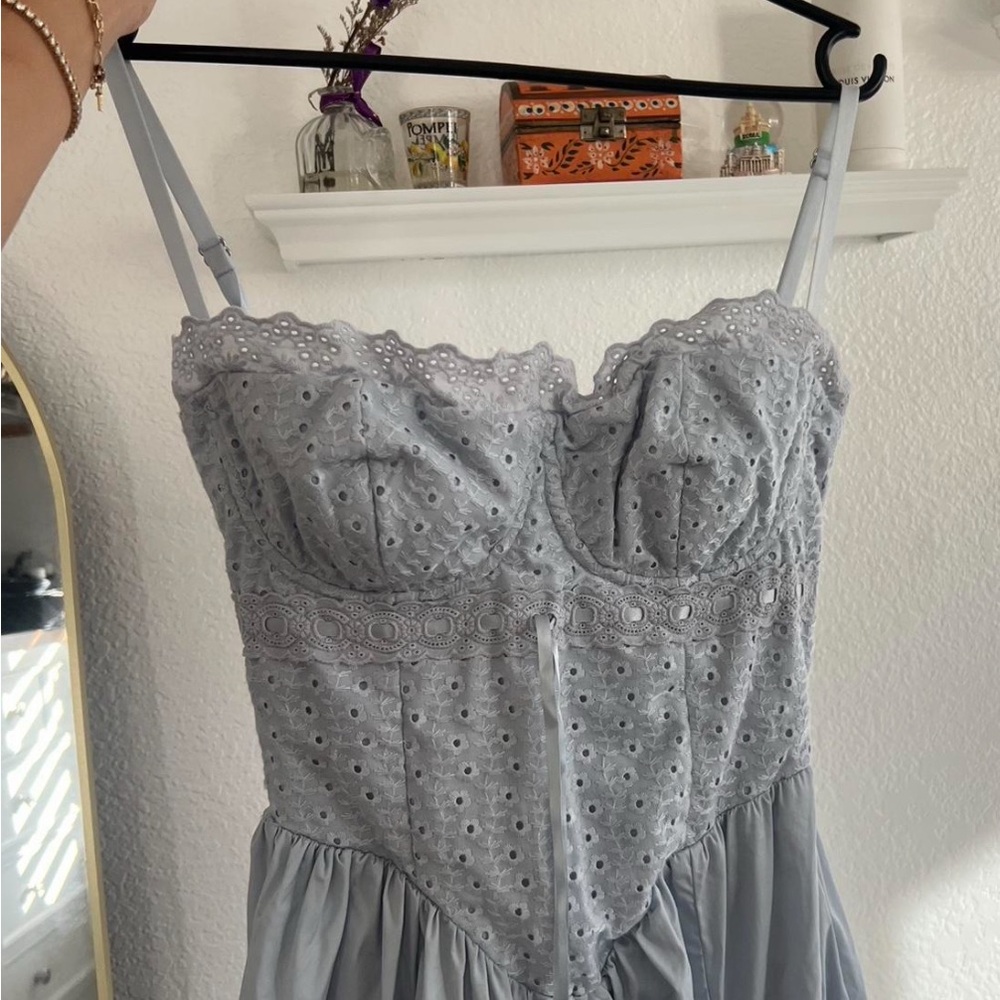 House of cb Elegant blue Eyelet Dress